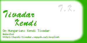 tivadar kendi business card